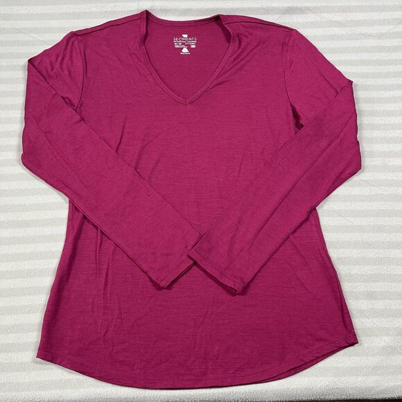 Segments Shirt Womens Medium Magenta Merino Wool V Neck Long Sleeve Base Layer - Picture 1 of 7